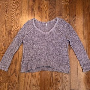 Free People Purple V-Neck Pullover